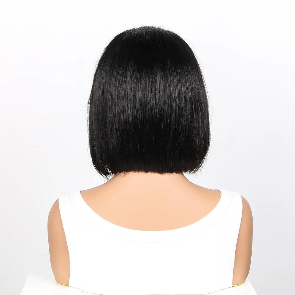 8 inch Bob Human Hair Natural Color Human Hair 4*4 Transparent Lace Front Wigs 200% Density Frontal wigs