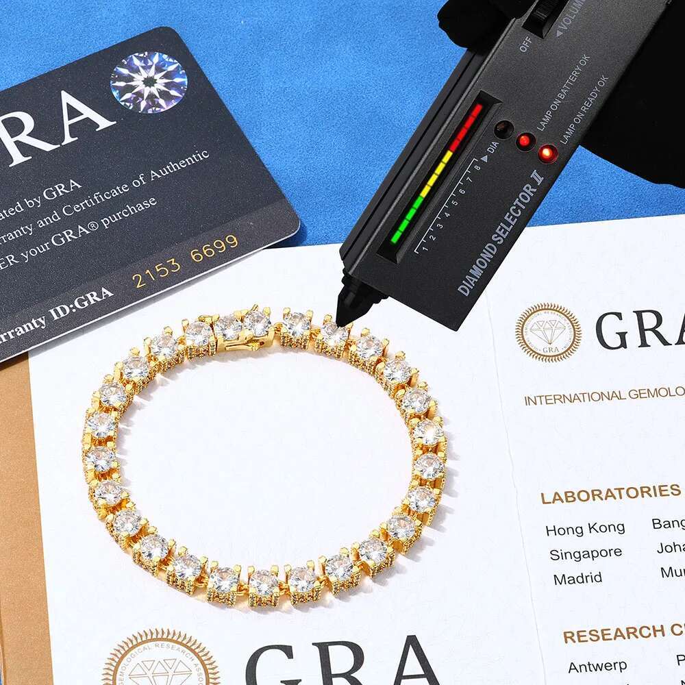 Fine Jewelry Hip Hop 925 Sterling Silver VVS Moissanite Diamond Cluster Tennis Chain Bracelet Necklace for Men Women