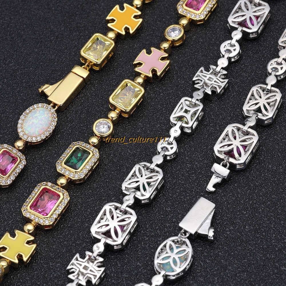 Hip hop colored women's jewelry necklace, high-end Moissanite men's necklace