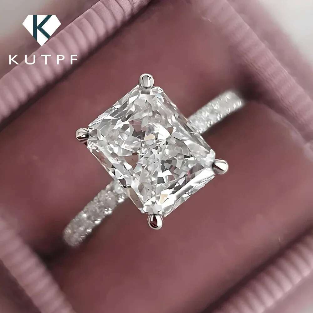 1/2/3/4Carat Radiant Cut Full Moissanite Engagement Ring for Women 925 Silver Hidden Halo Diamond Wedding Rings with Certificate