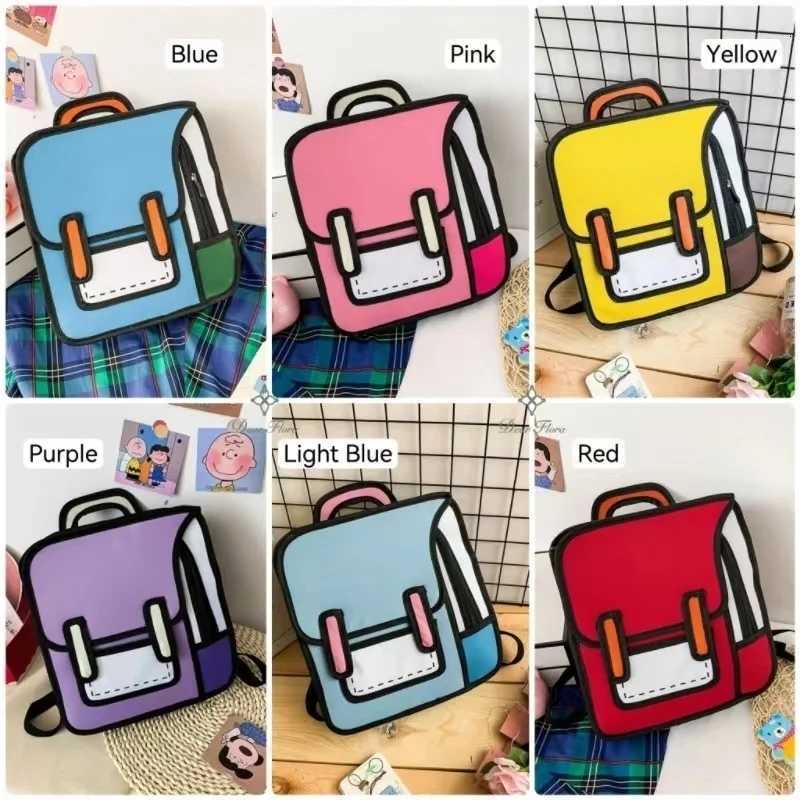 Y2K Cute 2D Drawing Cartoon Bag Anime Backpack 3D Comic Student Schoolbag Kawaii Teenage Daypack Funny Kids Travel Bag MochilaW251113