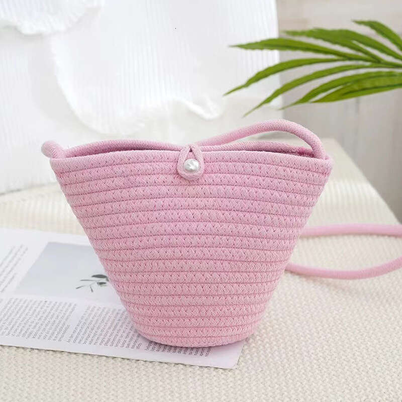 Handmade Beach Bag 2024 New Summer Grass Handmade Woven Women's Water Bucket Beach Mobile Change One Shoulder Crossbody Bag Kq2