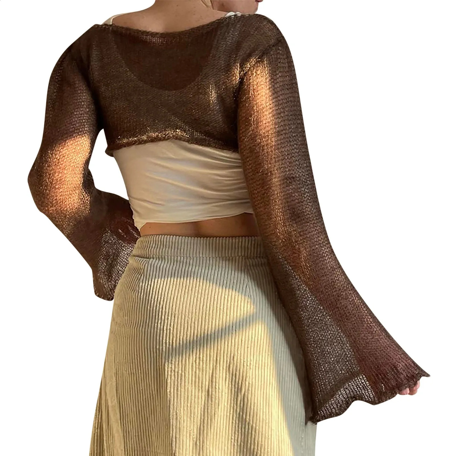 Fairycore Grunge Knitted Top Womens Retro Y2K Clothing Smoking Hook Short Sleeve Hollow Pullover Sweater 250407