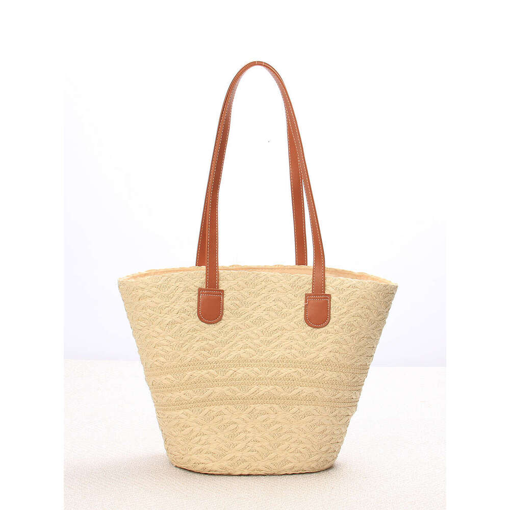 Handmade Beach Bag Ladies' Seaside French Beach Straw Woven Commuting High End Sense Large Capacity Tote Bag Women Kq2