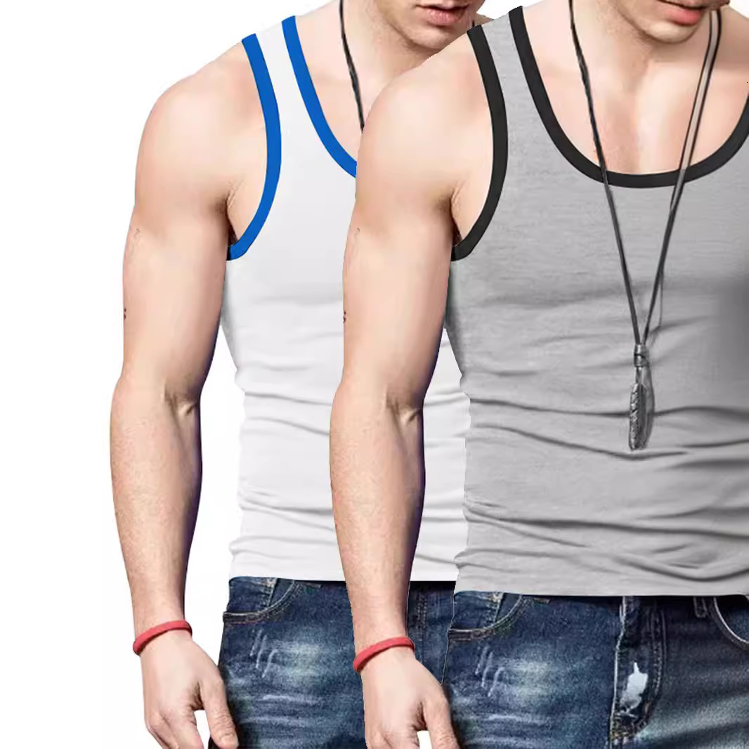 Summer Men's Tank Top Ice Silk Solid Color New Sleeveless Breathable Tight Sports Couple T-shirt Sweetheart/Piece