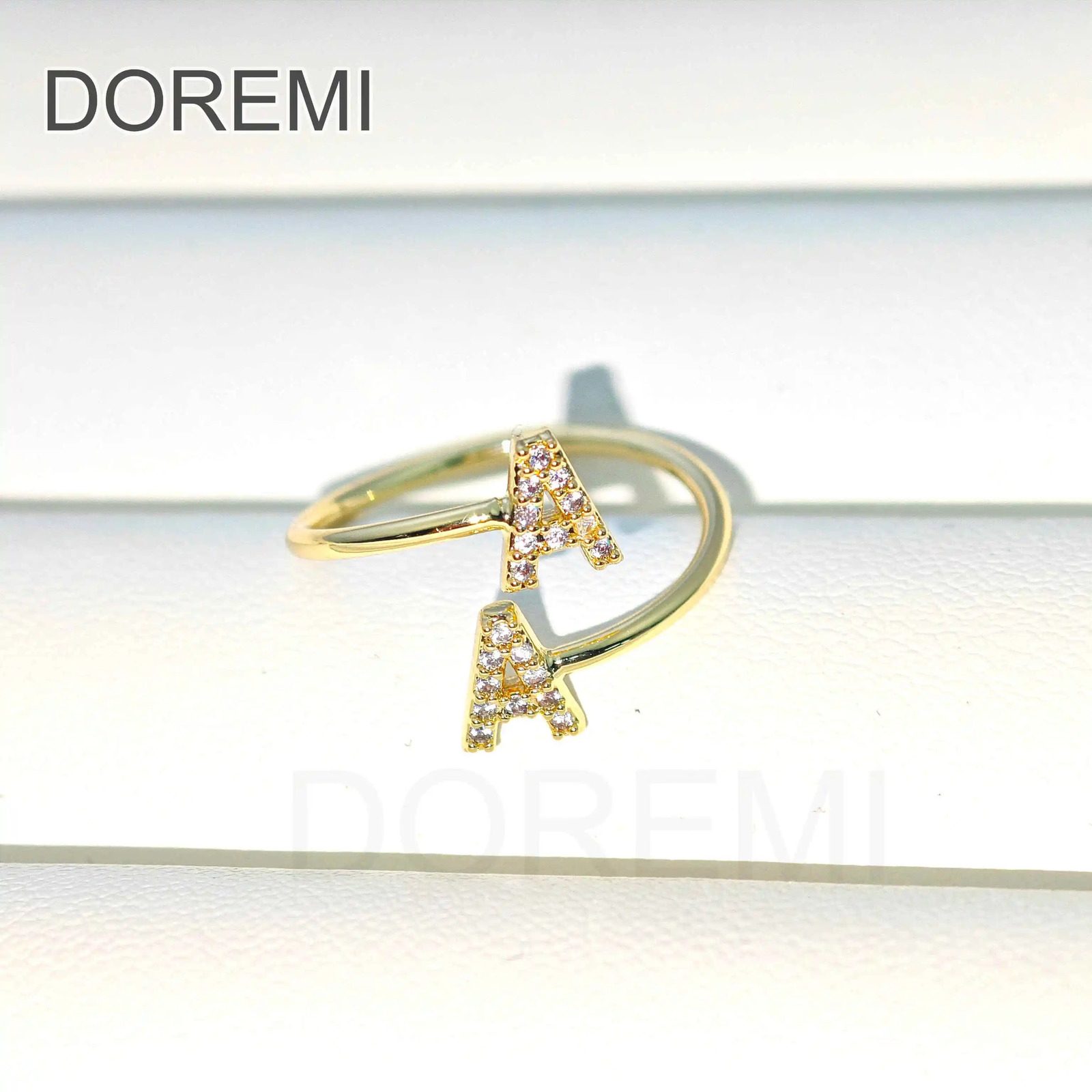DOREMI Double Initial Letter White Zircon Letter Ring Custom Jewelry Initial Women Stagger Ring Gift Jewelry 250408
