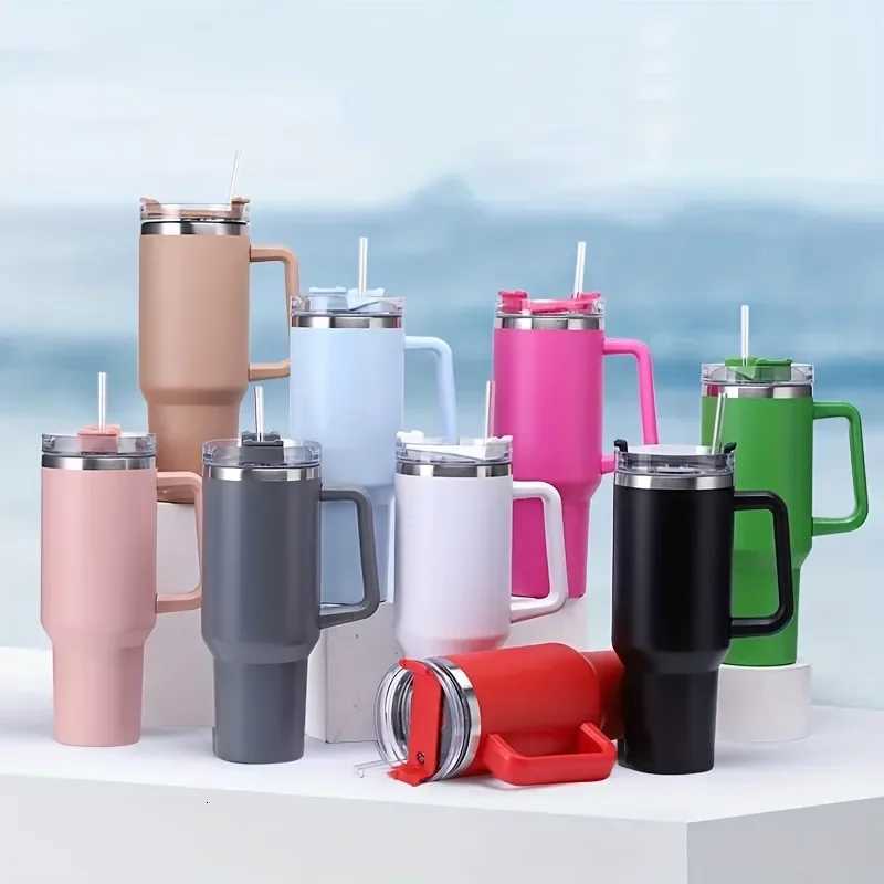 1200ML 304 Stainless Steel Insulated Water BottleThermal Coffee Car Cup Cold Hot Mugs Vacuum Flask With Handle StrawFor Sport C251114