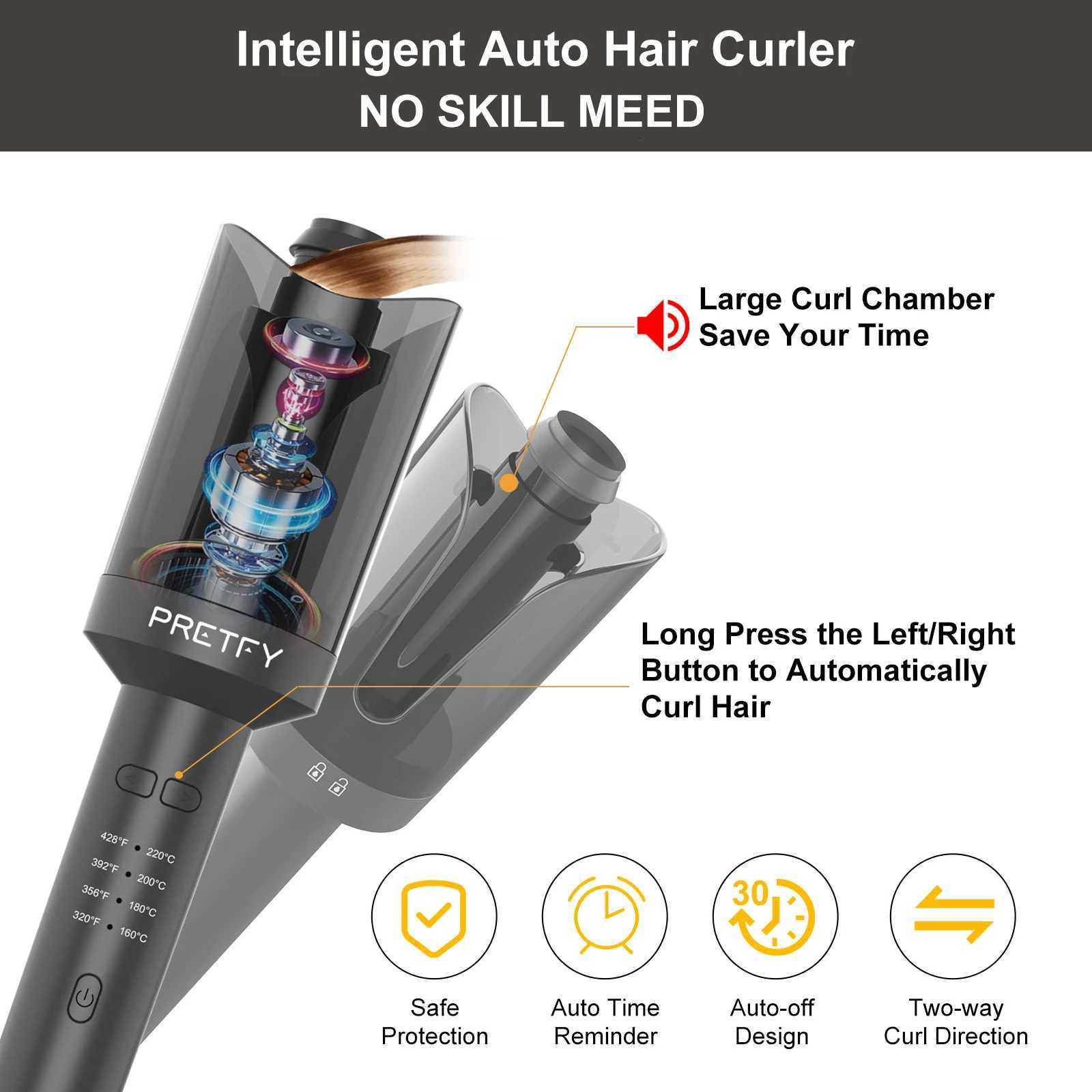 Pretfy Auto Hair Curler Automatic Curling Iron with Rotate Left and Right Hair Curling Wand for Hair StylingT251114