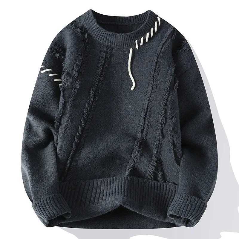 Fashion Mens Warm Knitted Sweaters Patchwork O Neck Knit Pullovers Autumn Winter Korean Streetwear Pullover Casual Mens ClothingW251114