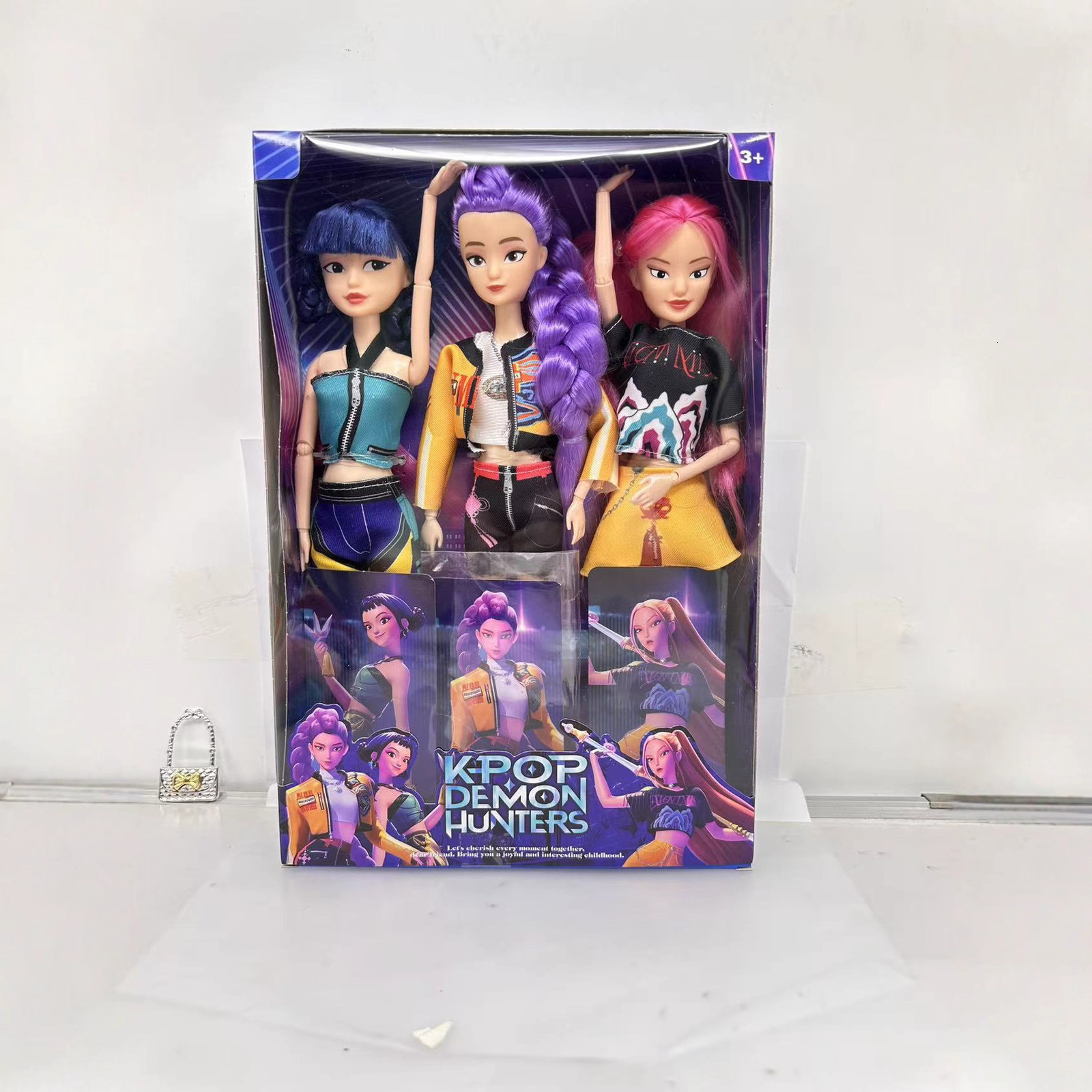 KPOP Demon Slayer Girls Generation Boys Group Animation Version Doll Theme Song Colorful Lights Music Figurine Toy