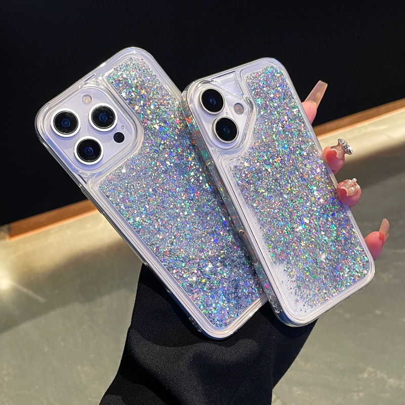 Fashion Quicksand Soft TPU Cases For Iphone 16E 16 15 14 Pro MAX 13 12 11 XR XS X 8 7 Plus Luxury Stars Liquid Starry Bling Glitter Heart Love Floatin