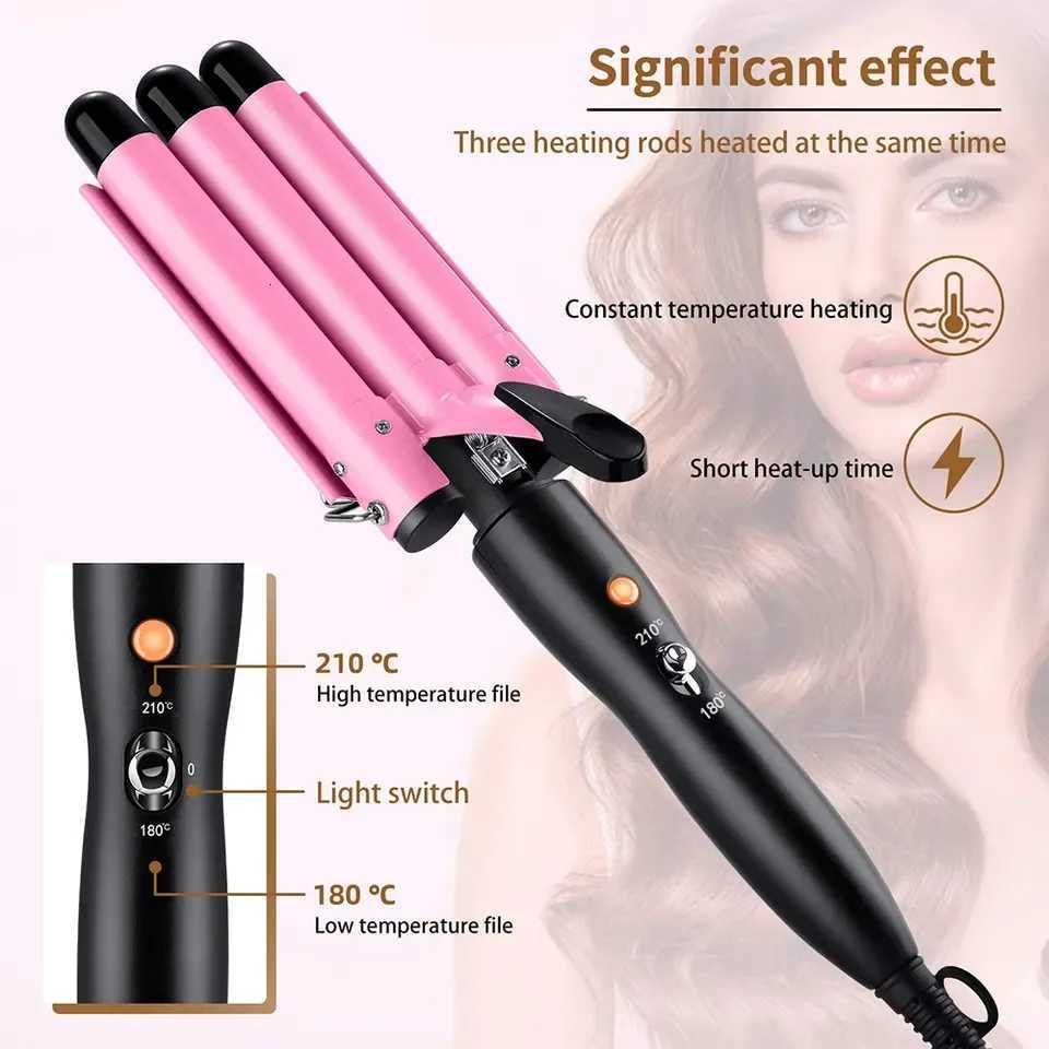 3 Barrel Curling Iron Hair Crimper Portable Temperature Adjustable Ceramic Wave Iron Wand Curler DIY Curly Hair StylinT251114