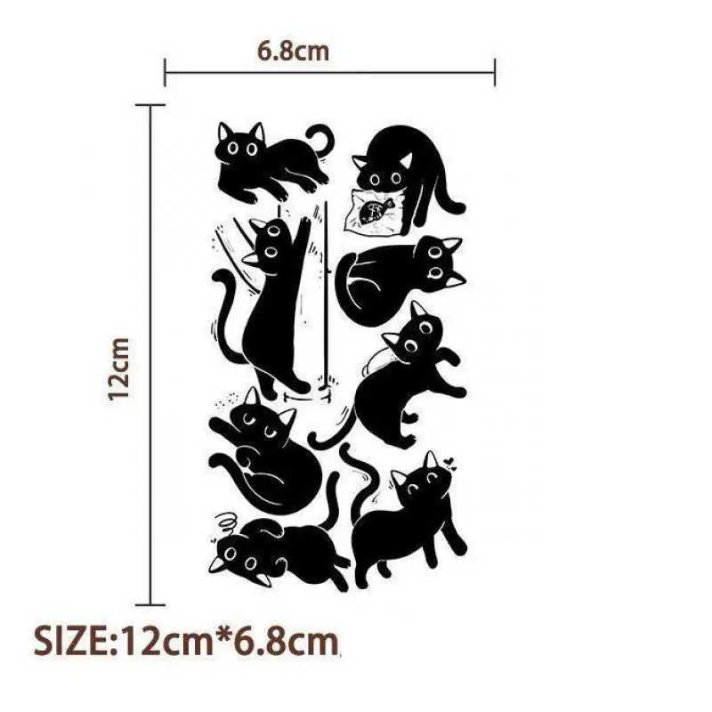 10 pieces/set of new cartoon black cat temporary tattoo stickers cute cat tattoo art girl boy birthday party supplies discountXJ25414