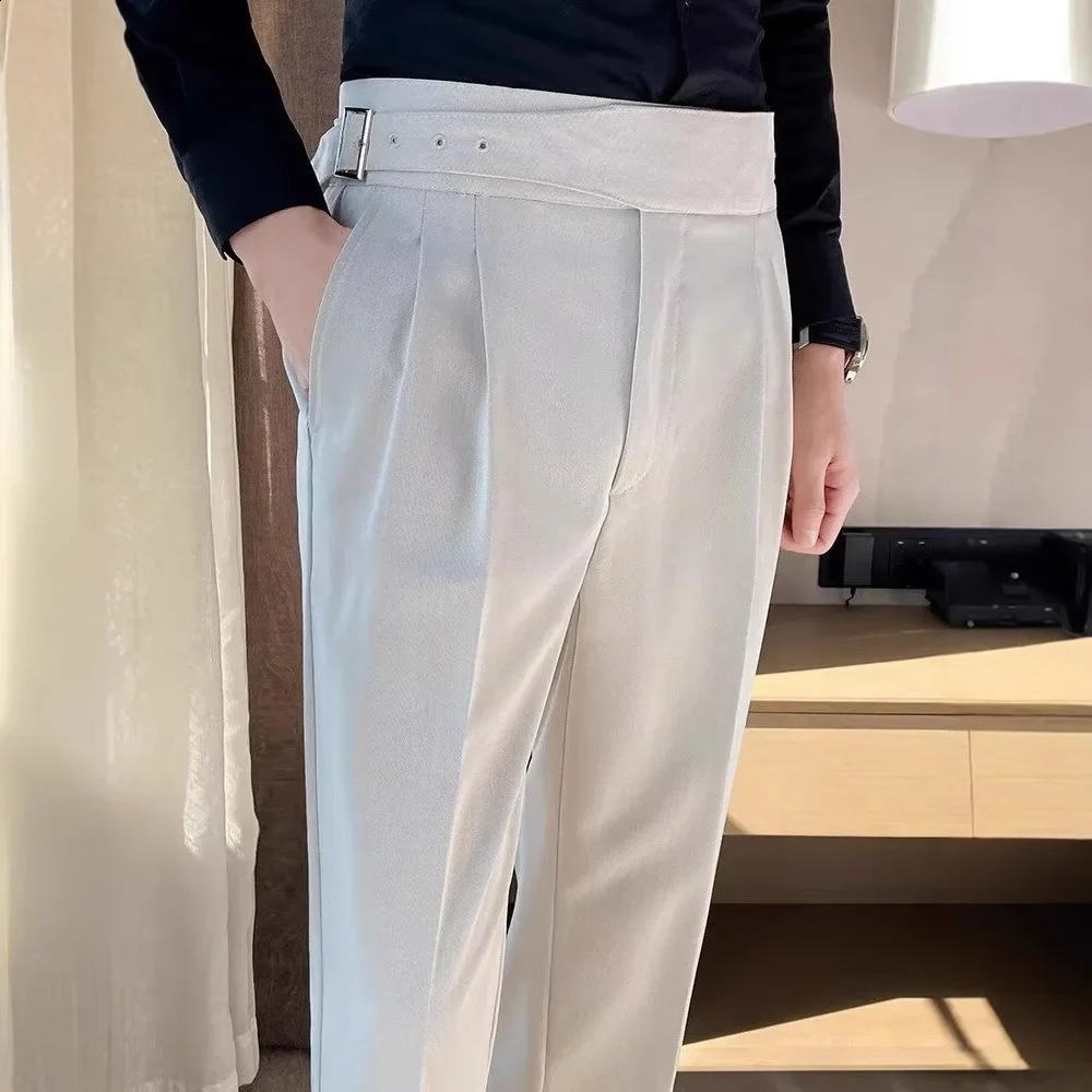 Loose Casual Pants Mens Korean Style Wide Leg Quality Slim Fit Long Trousers Comfortable Drapey Mens High End Casual Trousers 250409