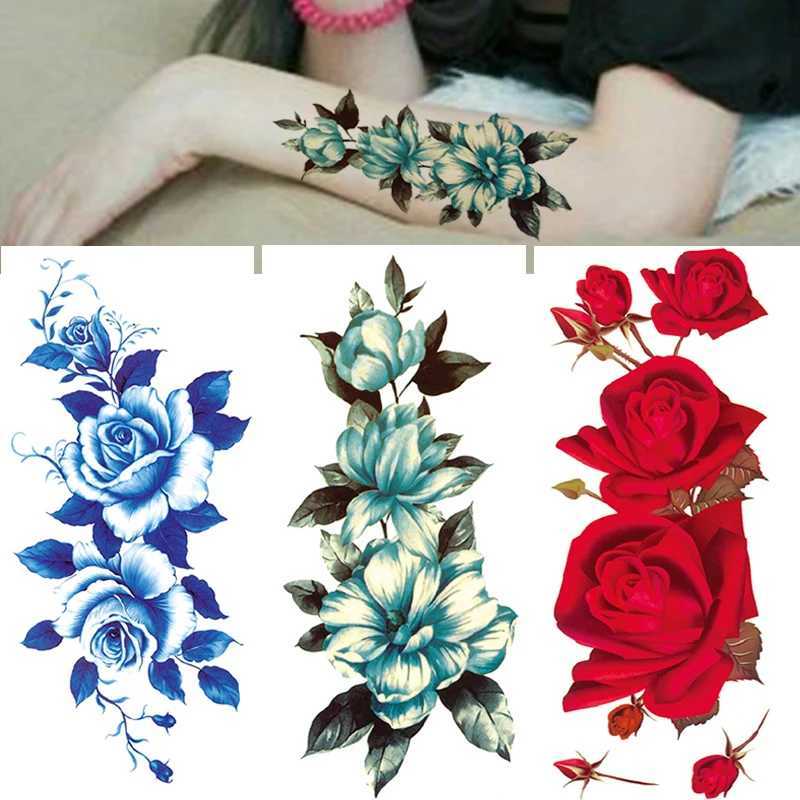 3 waterproof temporary tattoo stickers paper flowers rose glitter butterfly lace womens body art arms fashion fake sleevesXJ25414