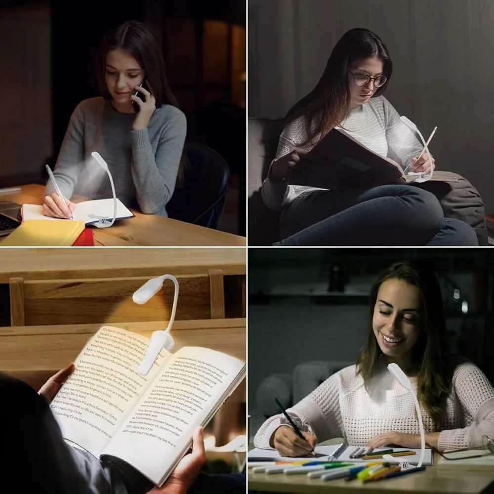 7 LED Book Light USB Rechargeable Reading Light 3-Level Warm Cool White Daylight Portable Flexible Easy Clip Night Reading Lamp M251114