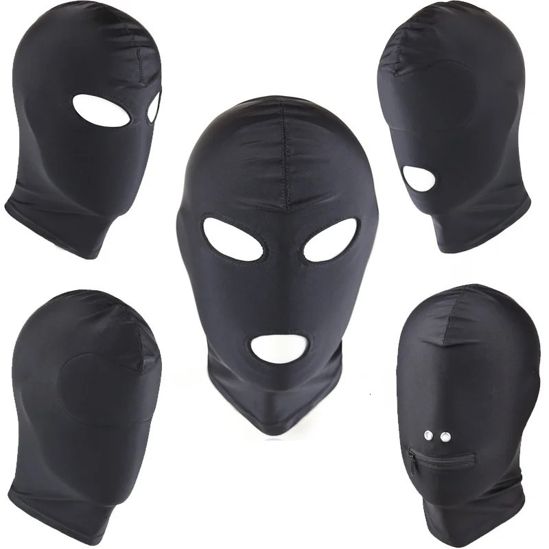 Black Elasticity Balaclava Cap Unisex Fetish Full Face Mask Standard Seamless Bondage Hood for Cosplay Party Hat Tactical Games 250410