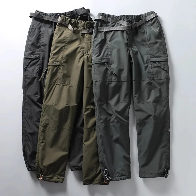 Casual Cargo Pants Thicken Outdoor Waterproof Fleece Men Winter Warm Loose Straight Overall Long Trousers Multipockets 251113