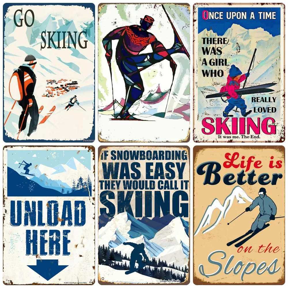 Vintage Ski Patrol Metal Poster Retro Apres Skiing Tin Sign Outdoor Winter Sports Ski Team Printing Decoration Plates WY262M251114