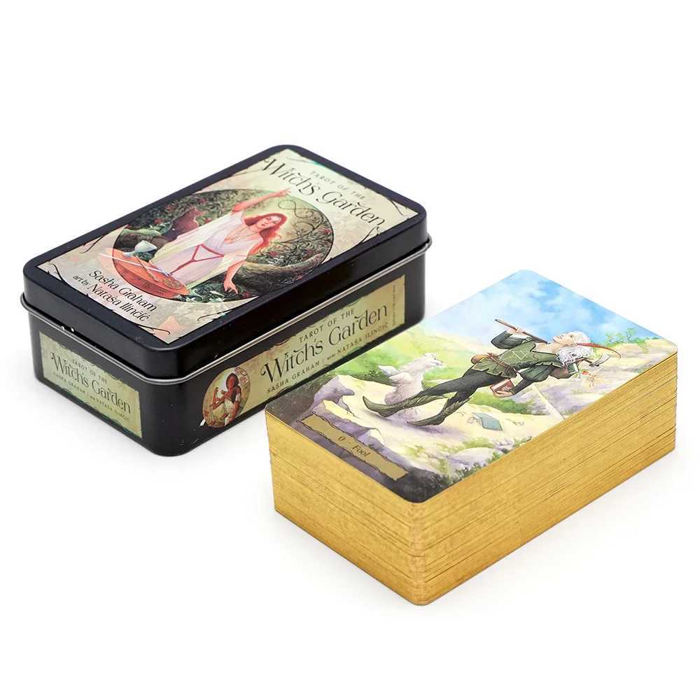 tarot of the witchs garden 78 deck in a Tin Metal Box Gold-plated Edge 1036cm English Tarot Cards For Divination Tarot Deck C251114