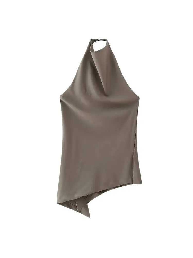 TRZA pleated asymmetrical camisole vest and womens straight pants Fe two-piece set fashionableXJ250414