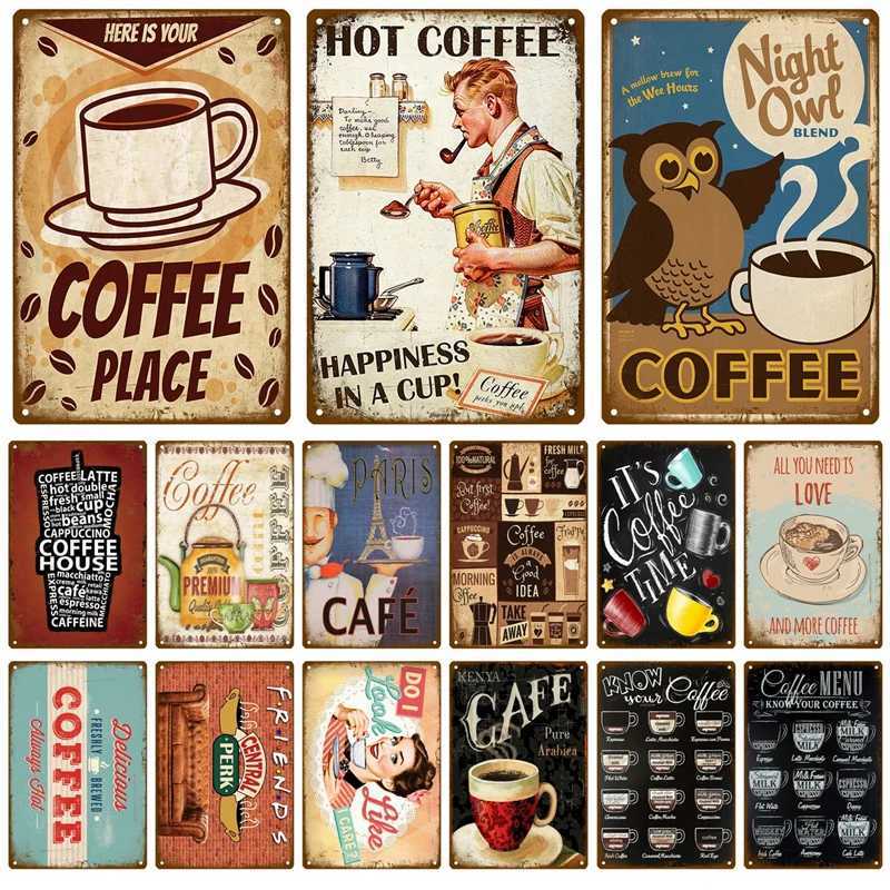 Metal Sign Decor Coffee Tin Sign Vintage Plaque Metal Plate Retro Wall Art Posters For Kitchen Bar Pub Iron Painting DecorationM251114