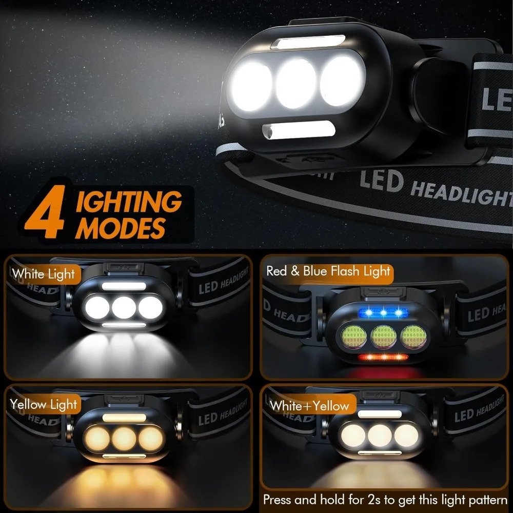 Ultra Bright Usb Rechargeable Headlamp Led Head Flashlight With White Red Blue Head Lamp IPX4 Waterproof Headlight Head Light 251112