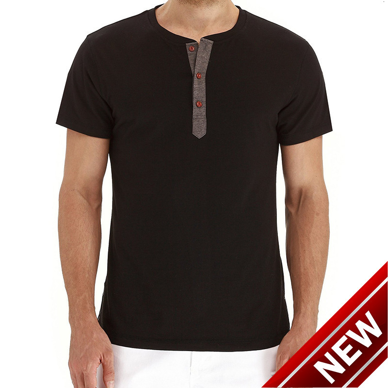 2025 summer clothing mens short sleeved t-shirt mens Henry t-shirt