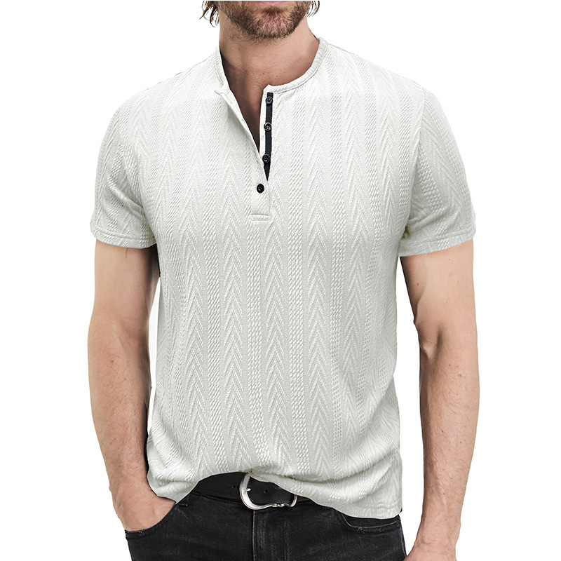 Summer mens fashion knitwear mens short sleeved Henley shirt mens T-shirt