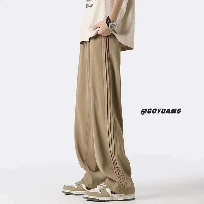 Spring/Summer US Straight Loose Yellow Retro Mens Loose Casual Pants 250410