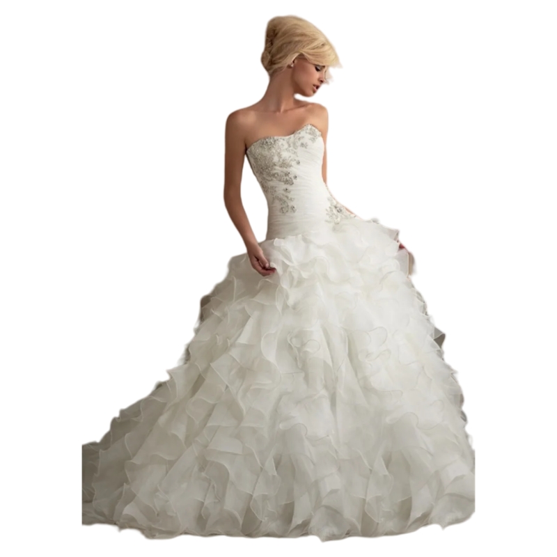 Cascading Ruffles Tiered Organza Wedding Dresses Lace Appliques Crystals Beaded Strapless Long Corset Bridal Gown Plus Size Formal Wear 2025 Vestido D