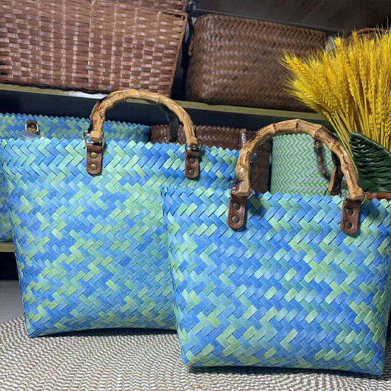 Handmade Beach Bag 2024 Mid Autumn Festival Mooncake High End Gift Handbag Fashion Women's Tote Straw Woven Bag Kq2