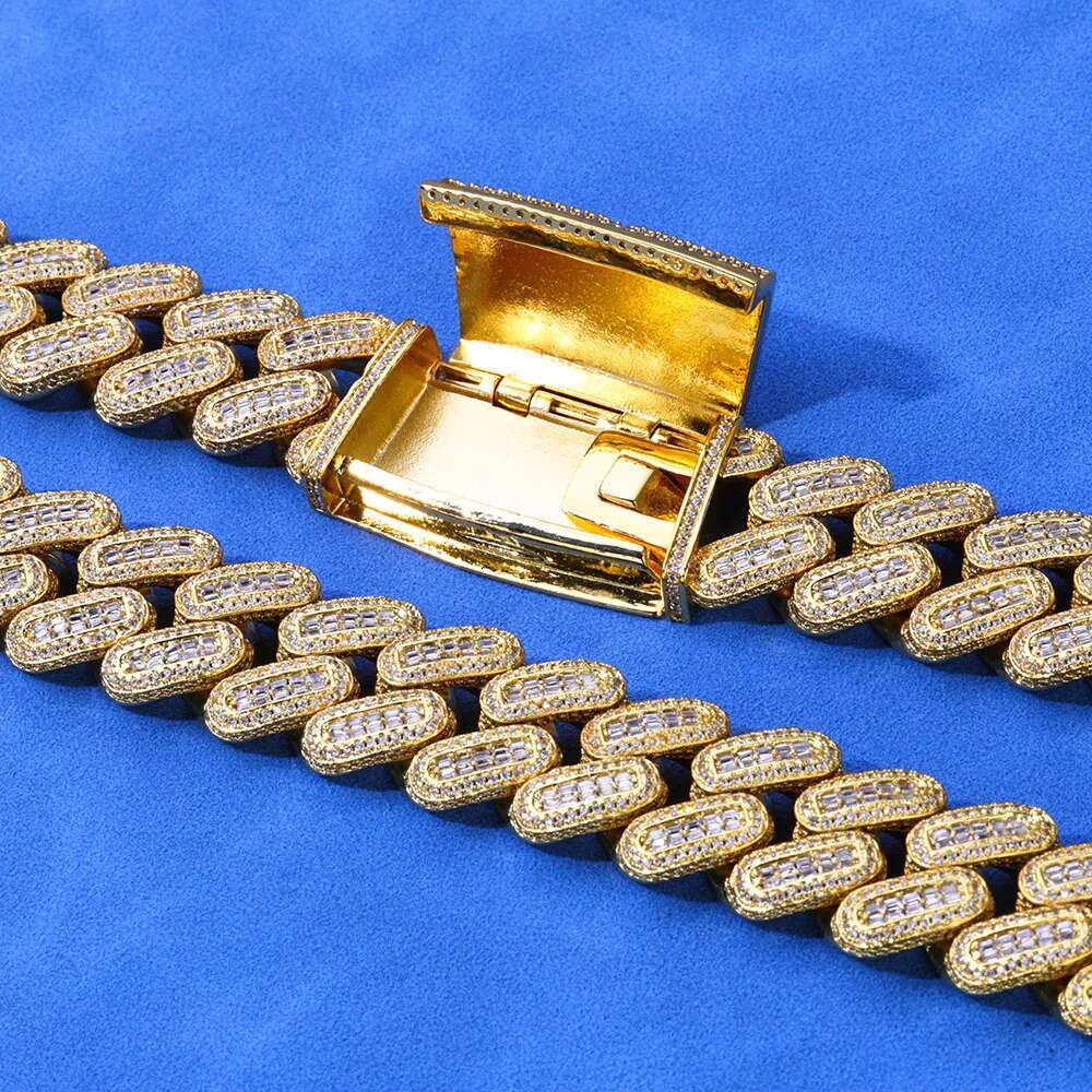 18mm Mixed Inlay Diamond Cuban Necklace Hip Hop Long Clasp Big And Heavy Iced Cuban Chain For Men Rapper Jewelry