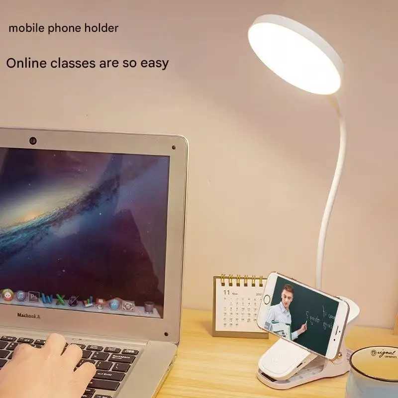 LED eye protection clip desk lamp dormitory study lamp charging night light student special bedside reading lamp light enough M251114