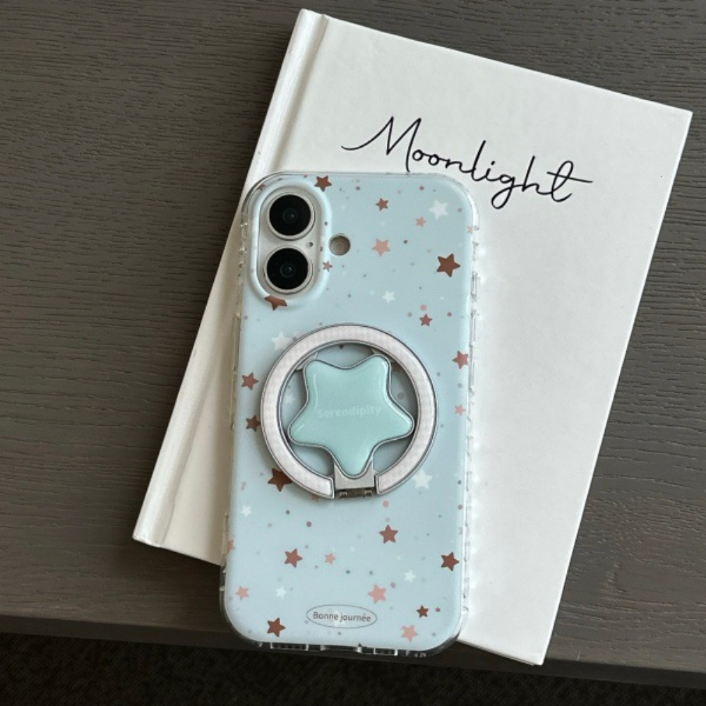 Solid Color Magnetic Star Phone Case Compatible with iPhone 17/16 Pro Max Simple Stand iPhone 15/14 Niche