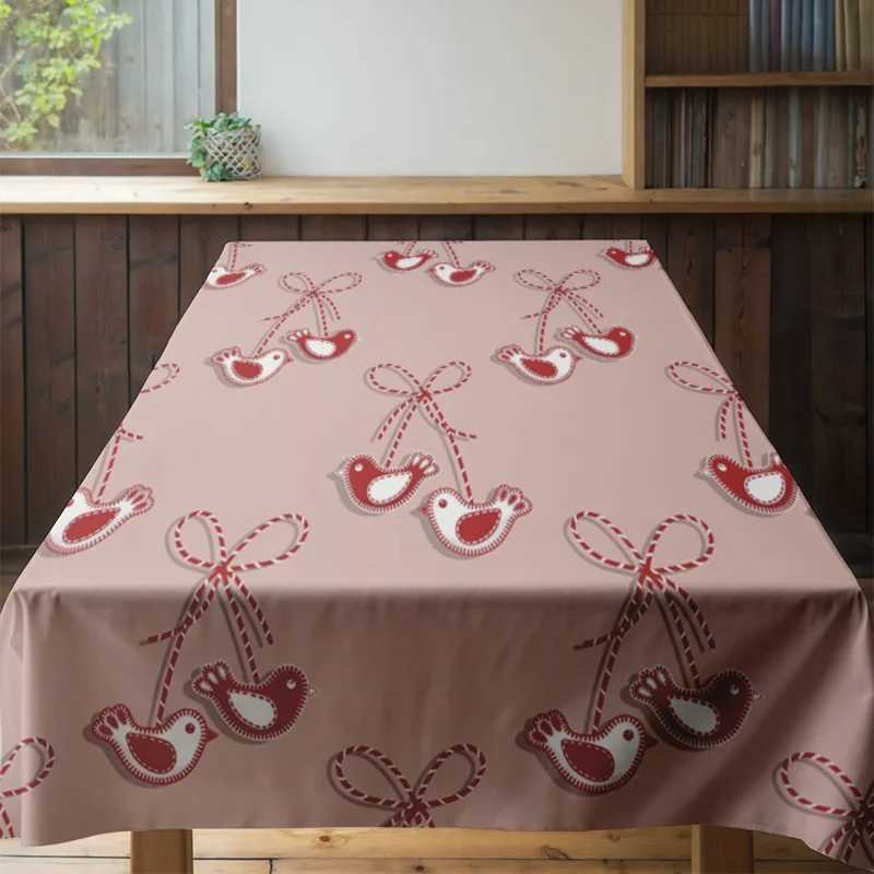 Christmas Rustic Style Christmas Tablecloth with Festive Red White Design Perfect for Holiday Dinners Y251113