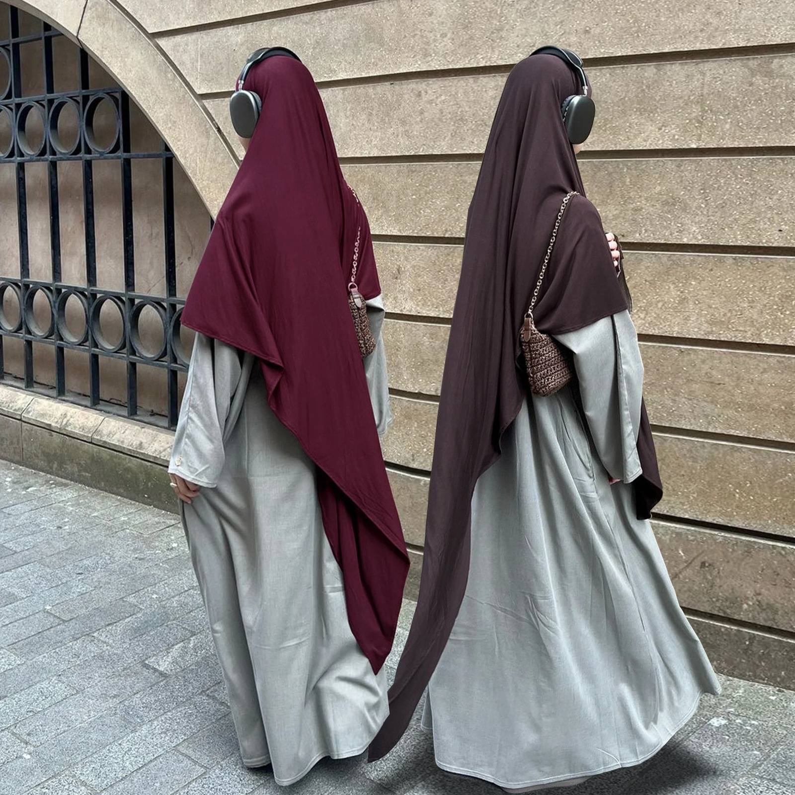 -long Stretchy Khimar Hijab for Muslim Women Islamic Clothing Headcover Dubai Turkish Hijabi Prayer Abaya Ramadan 250407