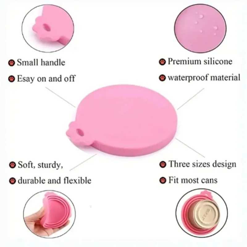 New 2PCS Reusable Pet Food Can Cover Silicone Dogs Cats Storage Tin Cap Lid Seal Cover with SpoonM251114