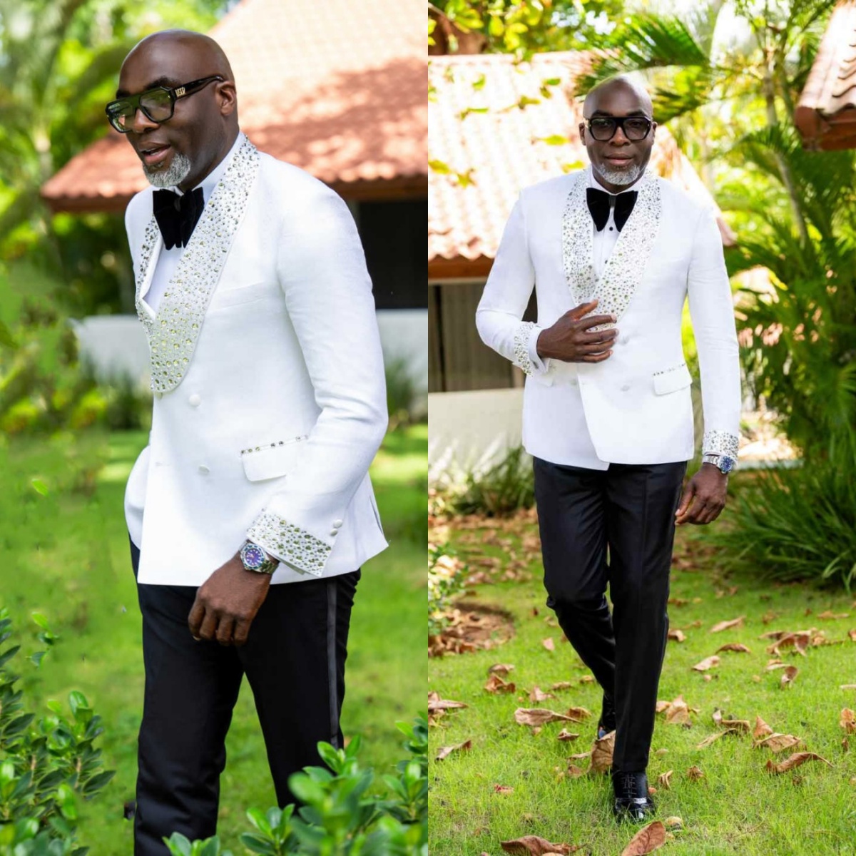 Exquisite Wedding Tuxedos Crystal 1 Piece Set White Jacket Men Suit Shawl Lapel Party Evening Groom Wear Blazers Customized