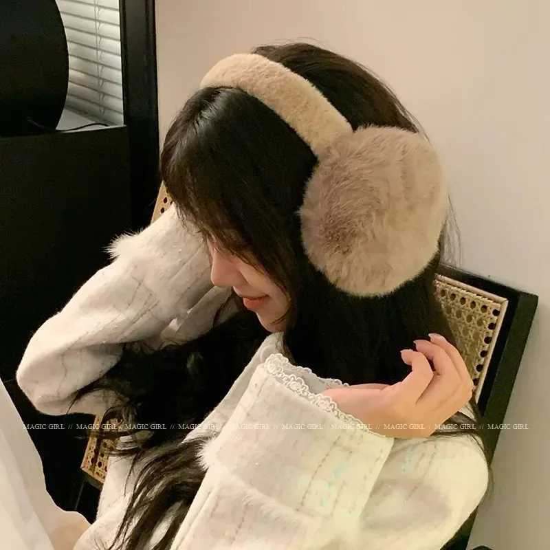 Cream White Plush Earmuffs Women Men Winter Thicken Antifreezing Ear Protection Warm Ear Warmer Soft Fashion Anti-cold Ear Cover L251114