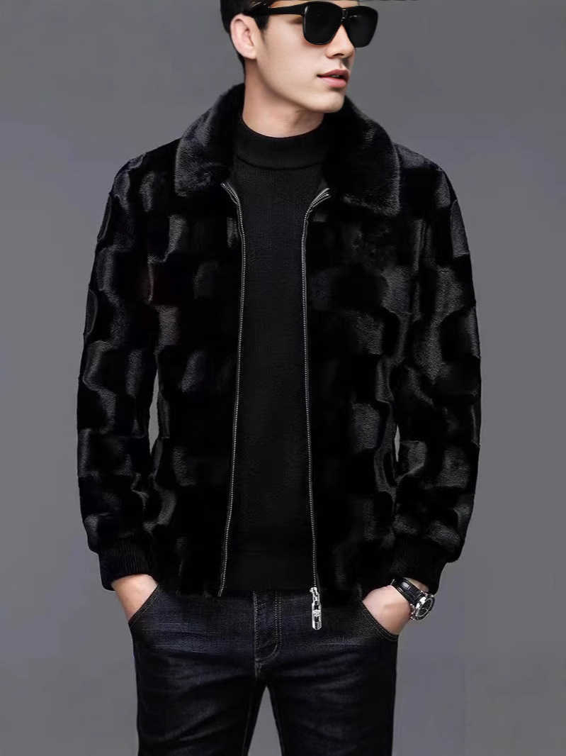 Fur man's new winter style lapel mink coat, full mink fur thick fur-lined jacket, men's coat