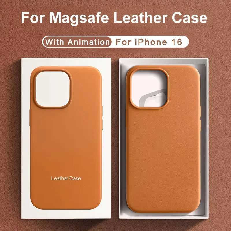 Luxury With Animation Leather Case For iPhone 16 Pro Max For Magnetic Wireless Charging Cover 16 Plus Phone AccessoriesM251114