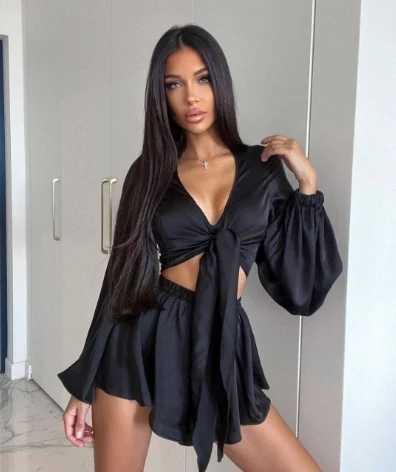 Womens Vacation Beach Set 2025 Spring/Summer Latest Solid Color Lace Top Sexy French Lace Top Lace Shorts SetXJ250414