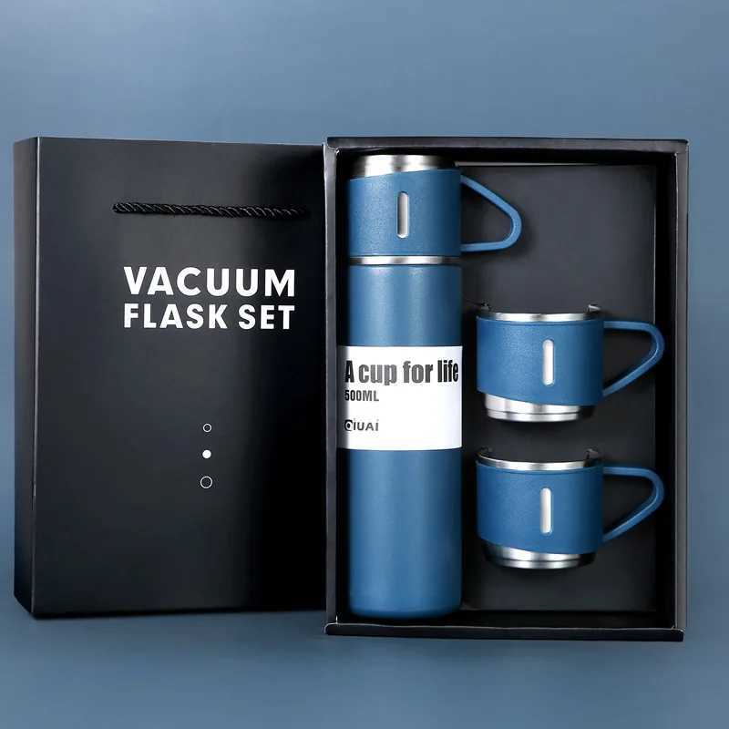 New Set of Wine Beer Coffee 500ml bottle 2 with handle mug thermos cup mens high-end stainless drink water for tea winter C251114