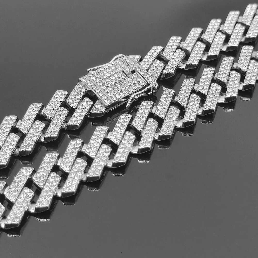 13mm Rhinestone Iced Out Square Miami Cuban Link Chain Necklaces For Men Women Rose Gold Silver Color Hip Hop Jewelry Neck Gift