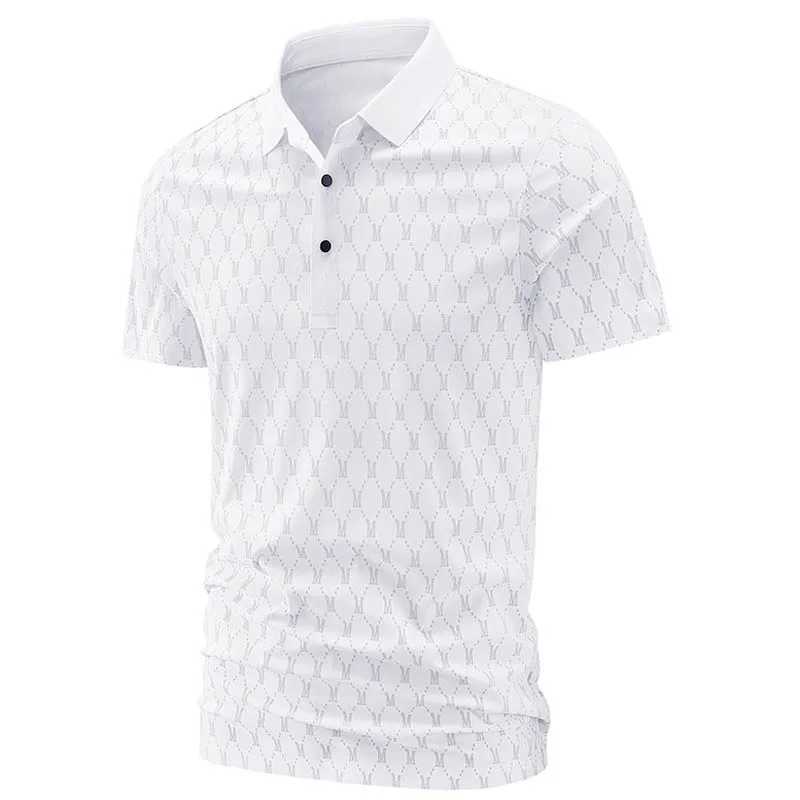 High quality ice silk polo shirt mens summer short sleeved shirt luxurious embroidery business casual golf polo shirt mens clothing W250414