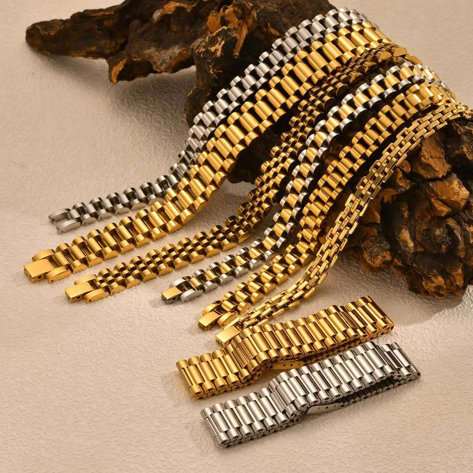 Vnox Stainless Steel Classic Watchband Bracelet For Women MenWatch Straps Width Link Chain BangleUnisex Hand Jewelry 251113
