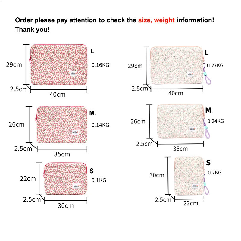 11 13 14 15 15.6 Inch Laptop Sleeve Cute Flower Laptop Carrying Case Bag Portable Table Cover Bags for Mi Mac Book HP ASUS250403bj