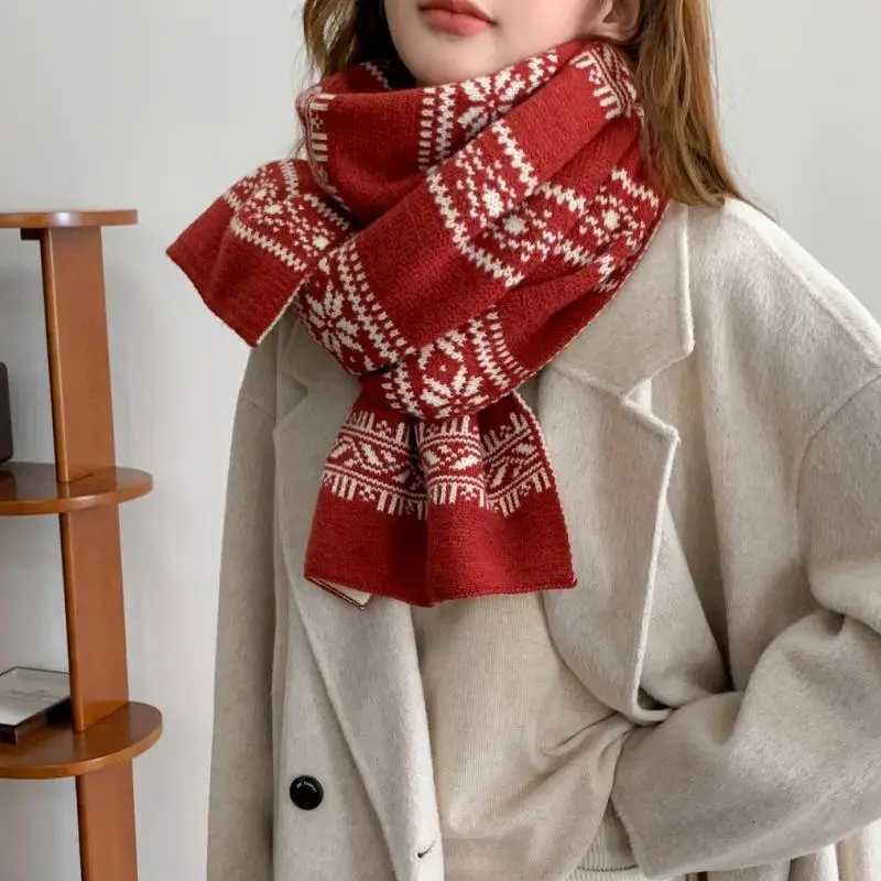 Luxury Thickened Double-sided For Women Windproof Muffler Warm Shawl Knitted Scarf New Years Christmas Accessories Y251114
