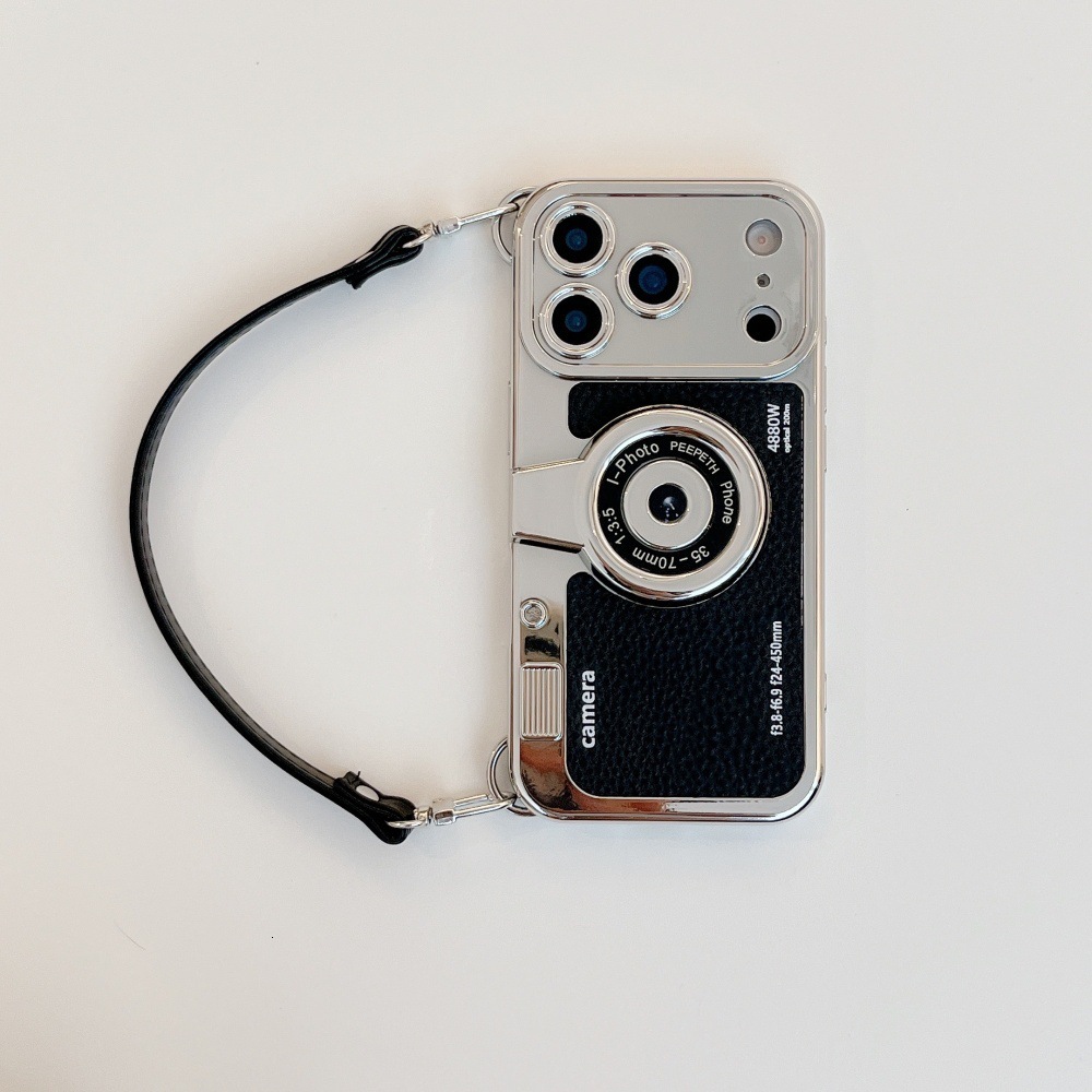 Camera Phone Case Compatible with iPhone 17/16 Pro Max Personalized Solid Color Lanyard Case iPhone 15/14 Pro Shockproof